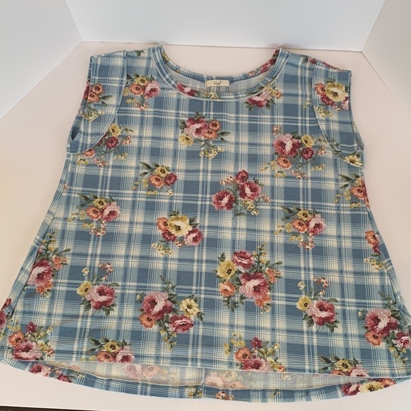Easel Blouse Top Floral Print Cap Sleeve Flowy Size Medium - Picture 7 of 11